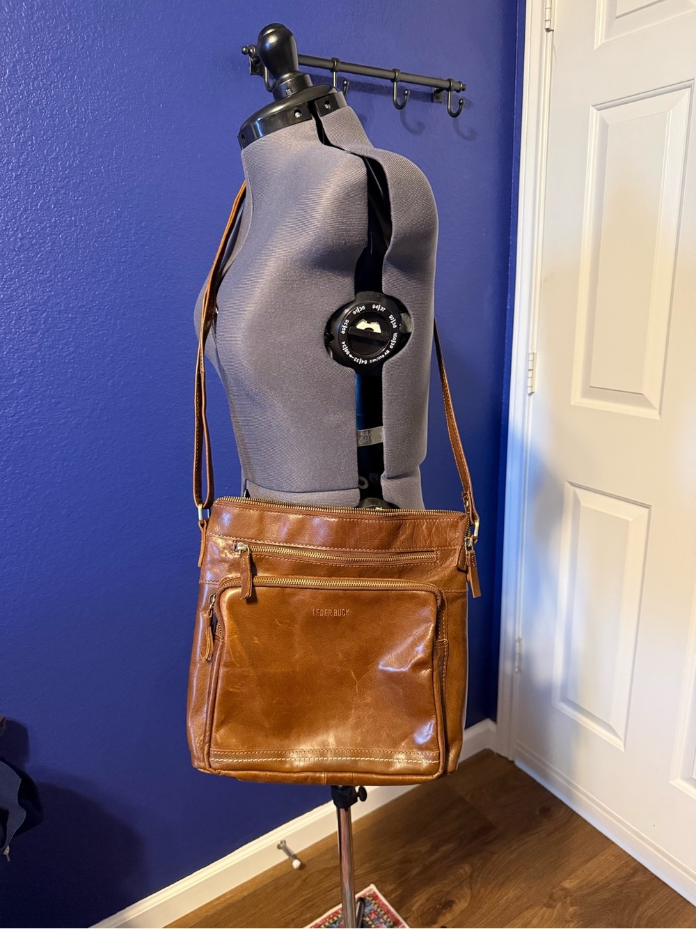 NWOT Real Leather Crossbody Shoulder Bag in Brown